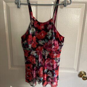 Fit 4 U Womens High Neck V-Hem Tankini Top